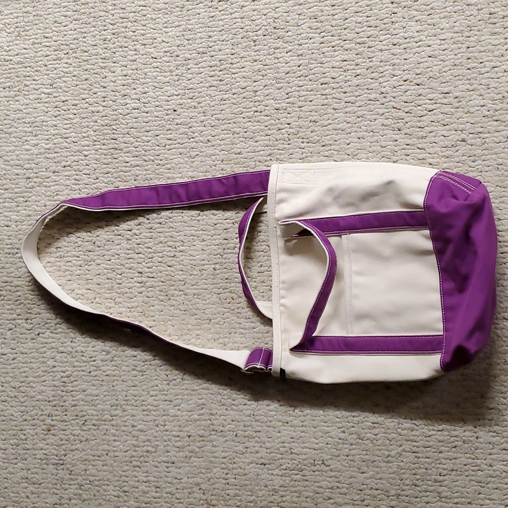 Land's End cream/purple tote bag, Medium